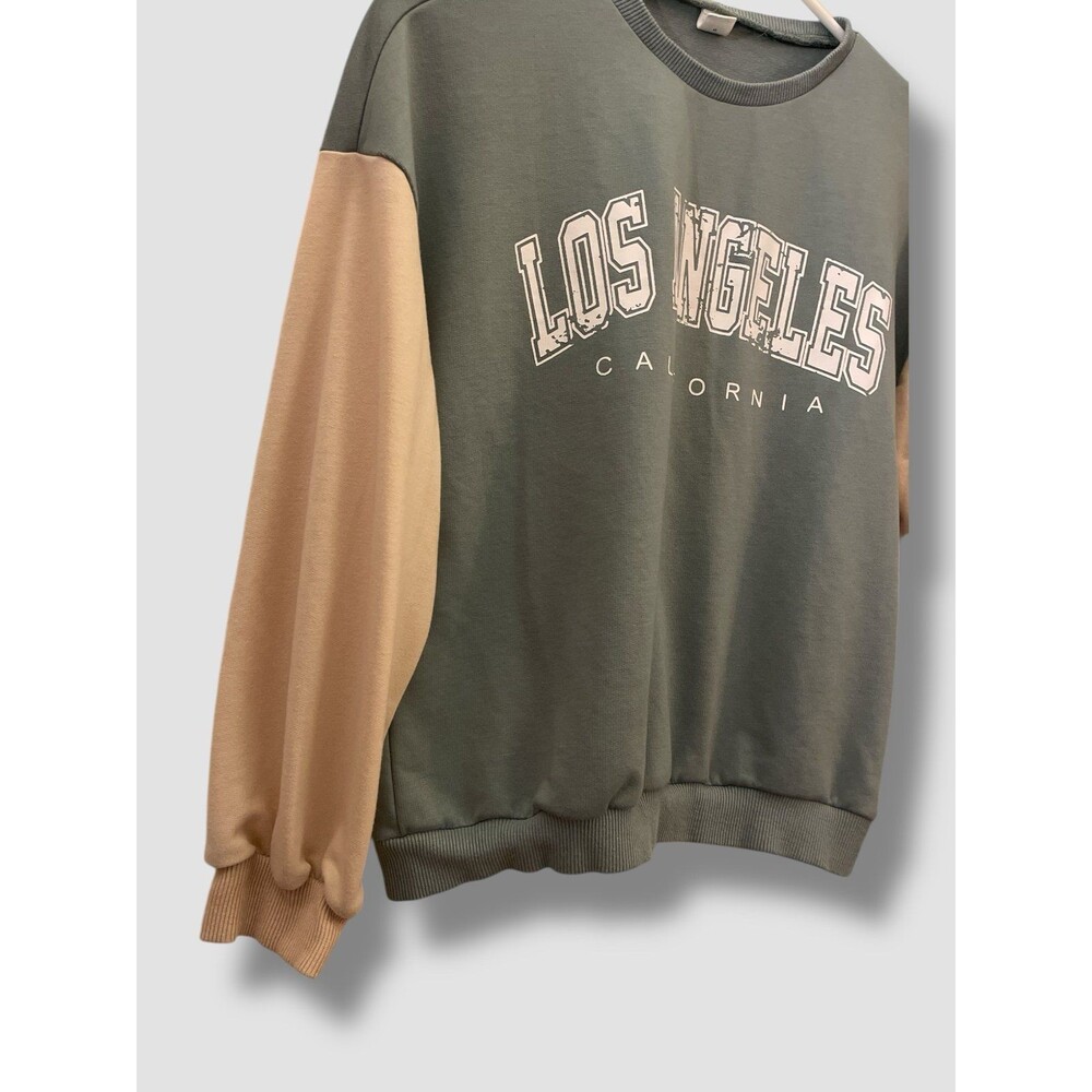Shein Tween Color block Sweatshirt Sz 11/12 Los Angeles California Drop Shoulder - Picture 2 of 5